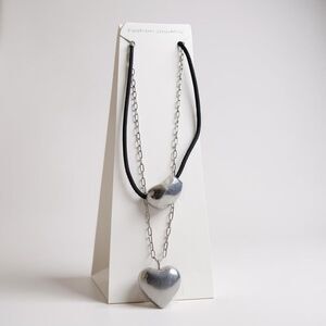 Elegant Silver Heart Necklace Set